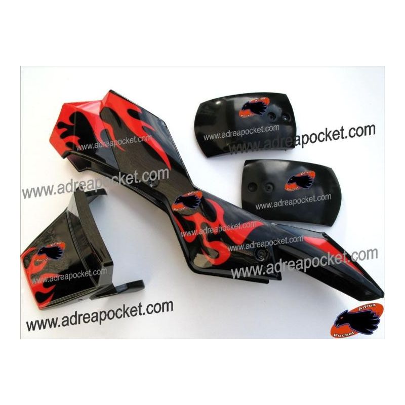 Kit Carénage type 1 noir / rouge Pocket Quad 47 / 49cc - AdreaPocket
